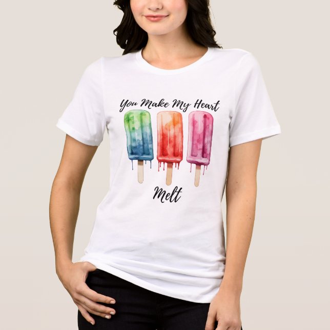 T-shirt En Tri-matière Aquarelle Popsicle été blanc (Recto)