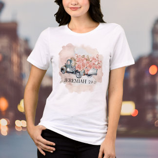 T-shirt En Tri-matière Aquarelle Roses Camion Vintage Verset Biblique