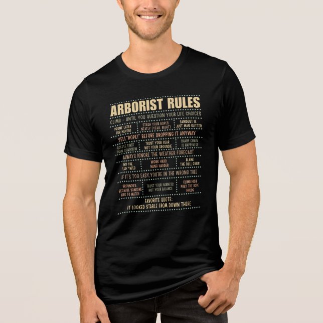 T-shirt En Tri-matière Arborist Rules Funny Tree Climber Shirt (Recto)