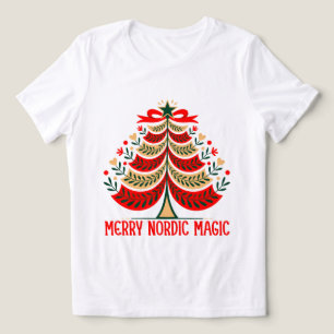 T-shirt En Tri-matière Arbre de Noël Magique Folklorique Nordique Joyeux