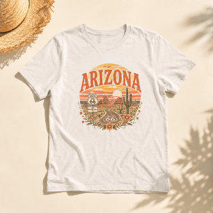 T-shirt En Tri-matière Arizona Route 66 Désert Coucher de Soleil Vintage