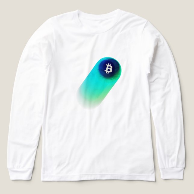 T-shirt En Tri-matière Art Bitcoin (Comète - Style 2, Blanc) (Motif recto)