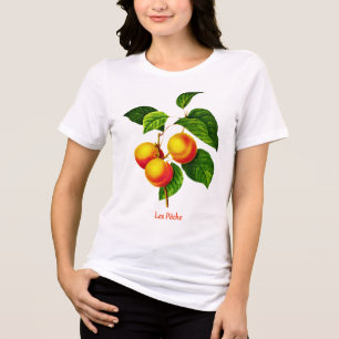 T-shirt En Tri-matière Art Botanique vintage - Pêche et Feuille