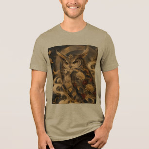 T-shirt En Tri-matière Art de hibou japonais Dessin traditionnel de hib