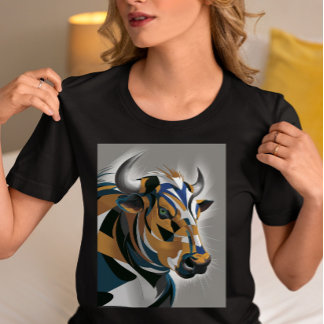 T-shirt En Tri-matière Art de taureau géométrique