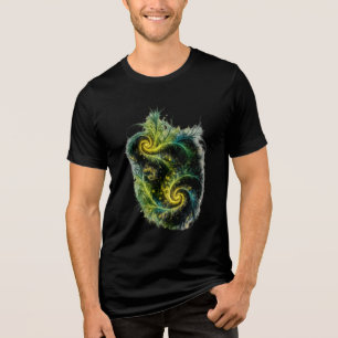 T-shirt En Tri-matière Art fractal vivant en vert, bleu et jaune
