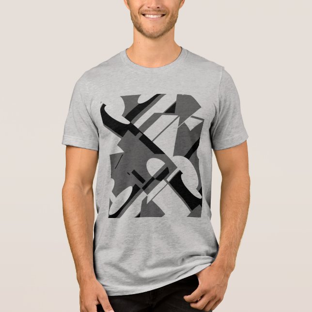 T-shirt En Tri-matière Art géométrique diagonal noir de charbon MCM inspi (Recto)
