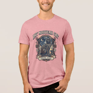 T-shirt En Tri-matière Art Nouveau Chat Chat Art Nouveau Vintage Vector A