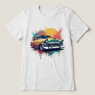 T-shirt En Tri-matière Art Rétro Coloré de Voiture Classique Lowrider des