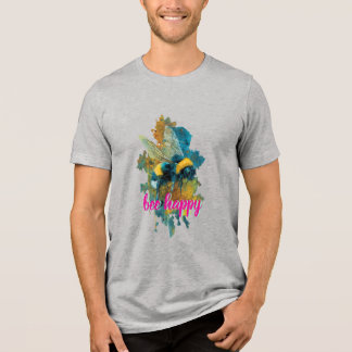 T-shirt En Tri-matière Artistic Watercolor Bumblebee "Bee Happy" Whimsica
