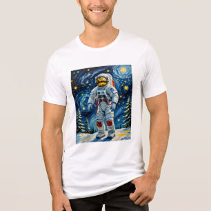 T-shirt En Tri-matière Astronaute en forêt d'hiver