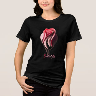 T-shirt En Tri-matière Attrayant Fleur de Bonne Nuit Marque Noir