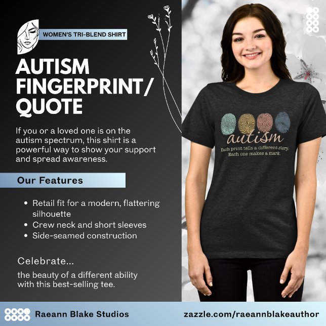 T-shirt En Tri-matière Autism Fingerprint Quote Women's Tri-Blend Shirt (Créateur téléchargé)