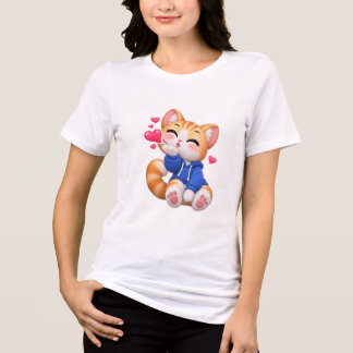 T-shirt En Tri-matière Autocollant de chat mignon envoyant un baiser