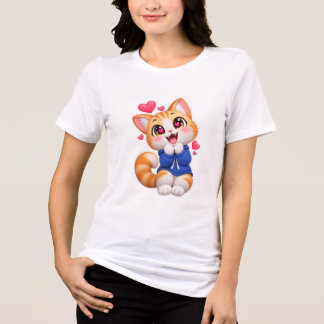 T-shirt En Tri-matière Autocollant de chat mignon étonné