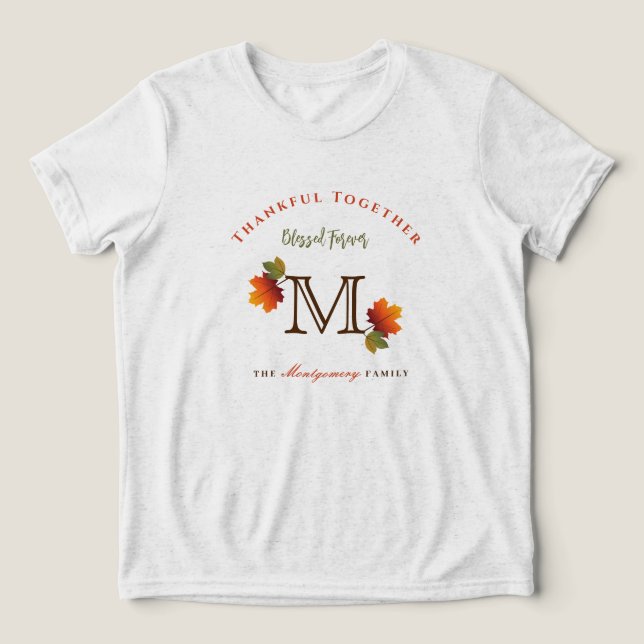 T-shirt En Tri-matière Automne/Automne Feuilles Famille Monogramme Action (Design Recto)