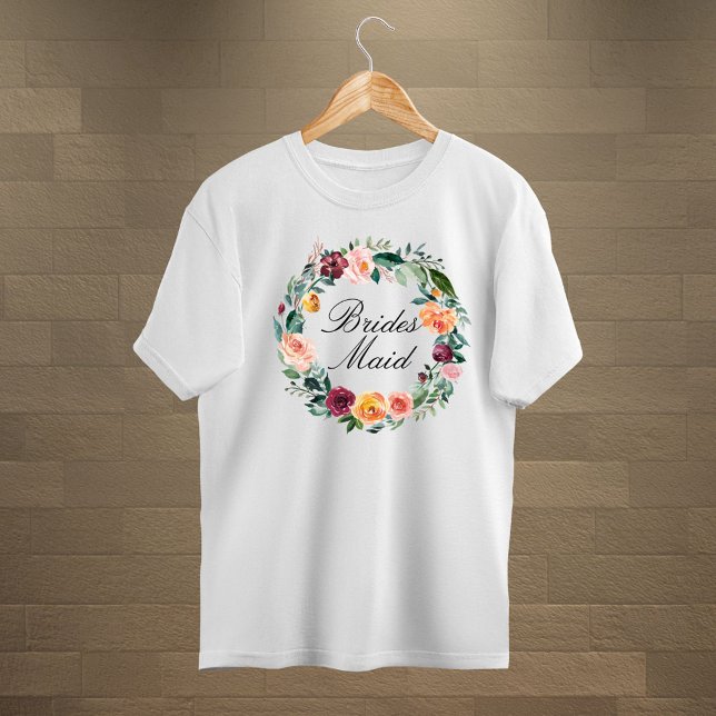 T-shirt En Tri-matière Automne Fleur Rose Fleur Floral Wreath Bridesmaid (Close up)