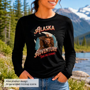 T-shirt En Tri-matière Aventure Bigfoot en Alaska Art Rétro de la Nature