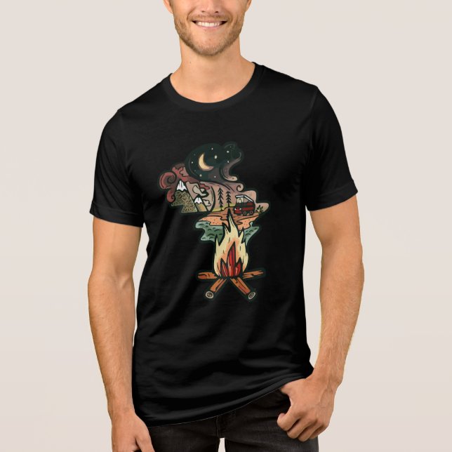 T-shirt En Tri-matière Aventure de nuit au feu de camp (Recto)
