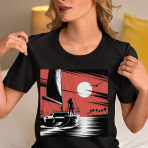 T-shirt En Tri-matière Aventure de voile au coucher du soleil Graphique