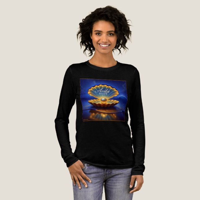 T-SHIRT  EN TRI-MATIÈRE AVILA BEACH PEARL LONG DORMIER. (Recto complet)