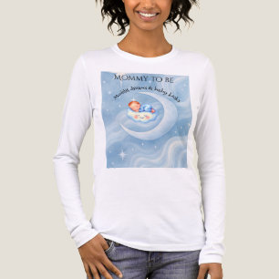 T-shirt En Tri-matière Baby Boy Douche Invitation Lune Étoiles Aquarelle