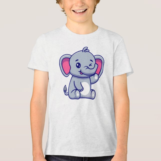 T-shirt En Tri-matière Baby Elephant Sitting Waving Hand-23800 (Recto)