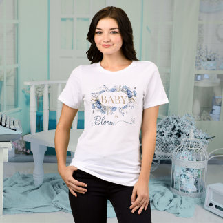 T-shirt En Tri-matière Baby in Bloom Blue Wildflower Botanical Mom to be