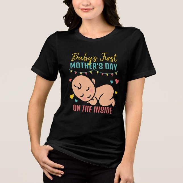 T-shirt En Tri-matière Baby's First Mother's Day Cute T-Shirt (Recto)