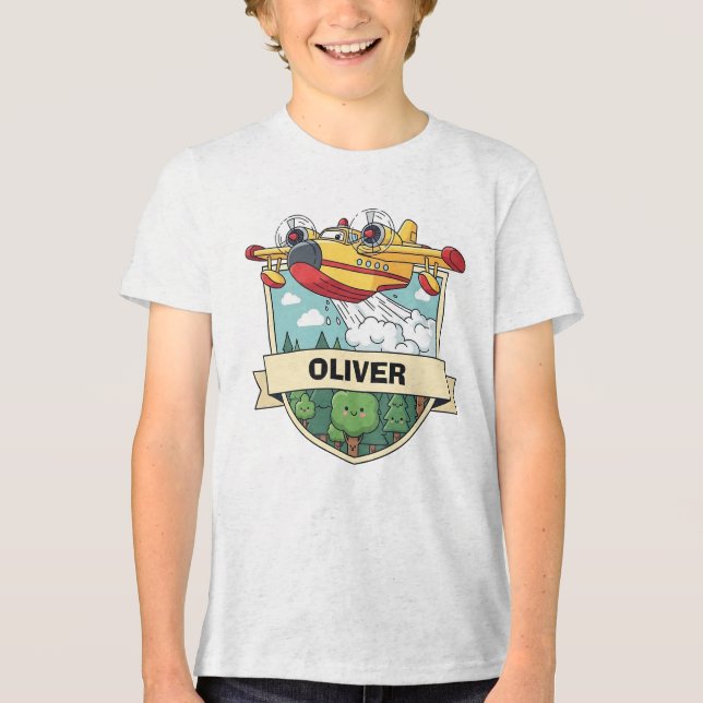 T-shirt En Tri-matière Badge d'avion de lutte contre l'incendie mignon (Recto)