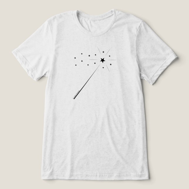 T-shirt En Tri-matière Baguette magique avec étoiles et étincelles en noi (Design Recto)