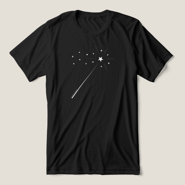 T-shirt En Tri-matière Baguette magique avec étoiles & étincelles en blan (Design Recto)