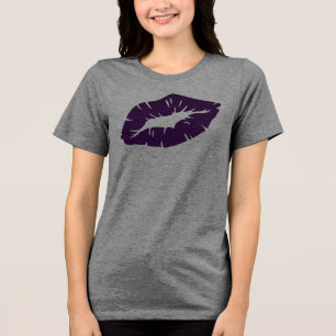T-shirt En Tri-matière Baiser isolé au rouge à lèvres violet magnifique