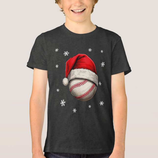 T-shirt En Tri-matière Bal de baseball Rouge Père Noël Nom du chapeau (Recto)