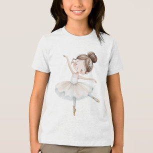 T-shirt En Tri-matière Ballerine en dentelle élégante aquarelle blanc crè