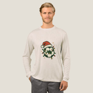 T-shirt En Tri-matière Ballon de Football Lumières de Noël Chapeau de Pèr