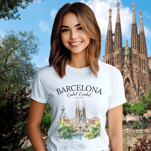 T-shirt En Tri-matière Barcelona Spain – Iconic Cathedral (Créateur téléchargé)