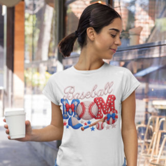 T-shirt En Tri-matière Baseball Mom Faux Yarn Style 