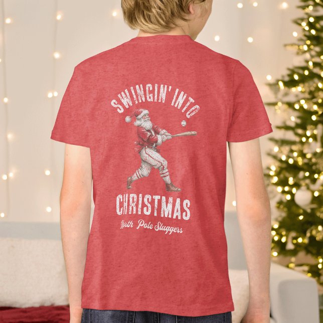 T-shirt En Tri-matière Baseball Santa Swingin' Into Christmas (Créateur téléchargé)