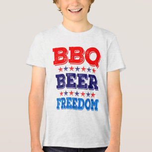T-shirt En Tri-matière Bbq Beer Freedom America Usa Party 4 juillet Sum
