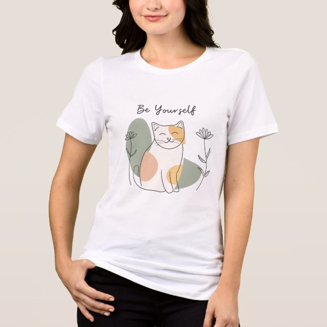 T-shirt En Tri-matière Be Yourself Cute Cat Minimalist Pastel Aesthetic  (Recto)