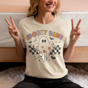 T-shirt En Tri-matière Bébé effrayant carreaux fantôme rétro