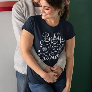 T-shirt En Tri-matière Bébé il fait froid dehors Bleu marine Femme Fête