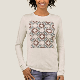 T-shirt En Tri-matière Beige Bleu Brown Sud-Ouest Look Crisscross Mosaic