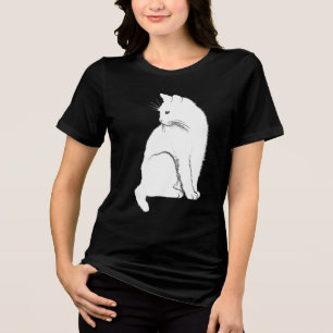 T-shirt En Tri-matière Belle chatte blanche assise