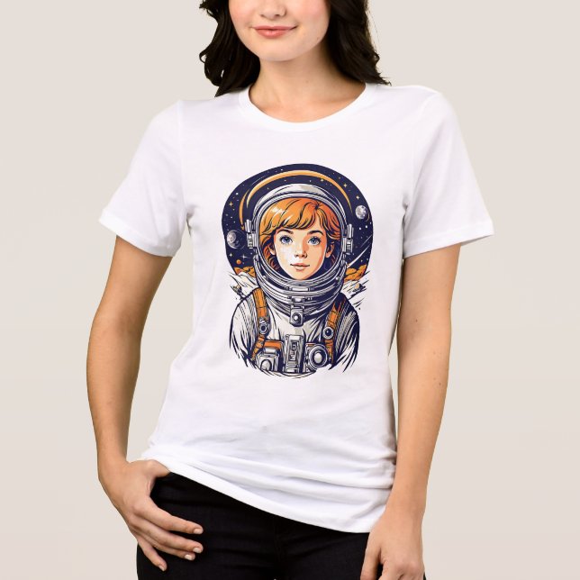T-shirt En Tri-matière Belle fille astronaute dans l'espace (Recto)