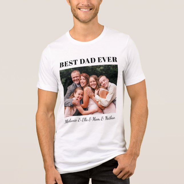 T-shirt En Tri-matière Best Dad Ever Fully Customizable Family Hug Photo (Recto)
