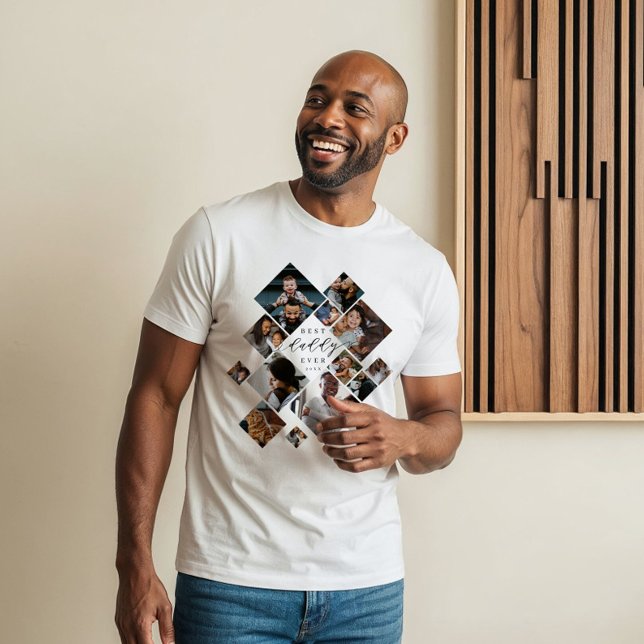T-shirt En Tri-matière Best Daddy Ever Modern Photo Collage Personalized (Best Daddy Ever Modern Photo Collage Personalized Tri-Blend Shirt)