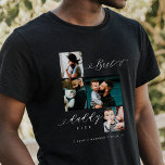 T-shirt En Tri-matière Best Daddy Ever Script Family Photo Keepsaké noir<br><div class="desc">Envoyez un beau cadeau de fête des pères personnalisé à votre père qu'il chérira. Collage photo de famille de fêtes des pères personnalisées spéciales pour afficher vos photos et souvenirs de famille spéciaux. Notre design comprend un design simple 4 photo collage grille avec "Best Daddy Ever" conçu dans un beau...</div>