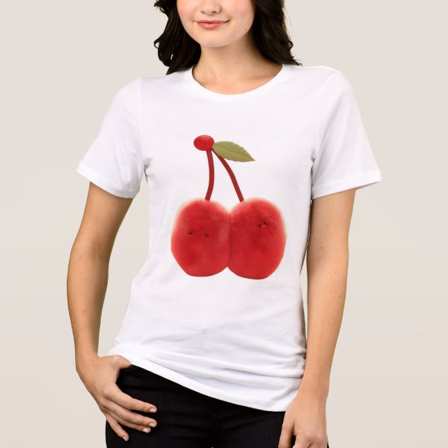 T-shirt En Tri-matière Best Friend Gift – Cute Cherry Duo with Happy Face (Recto)